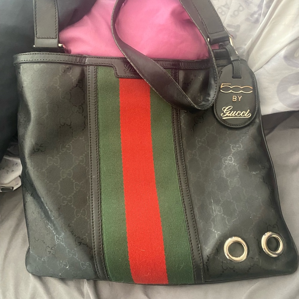 Gucci purse Loved Fiat 500 x Gucci Black Imprime Web Shoulder Bag, Black